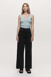 Wide Leg Jean - Washed Black