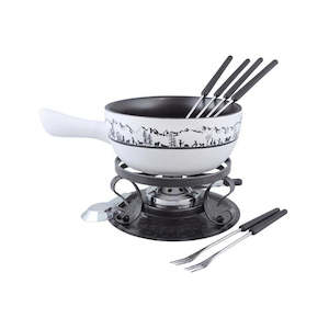 Specialty Cookware: Swissmar Heidi 9pc Ceramic F/Set Blk/Wht