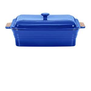 Bakeware: Chasseur La Cuisson Rect Bkr+Lid S/Blue