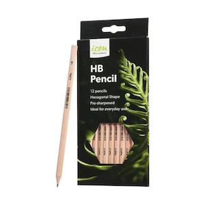 Icon HB Pencil Hexagonal Natural, Pack of 12