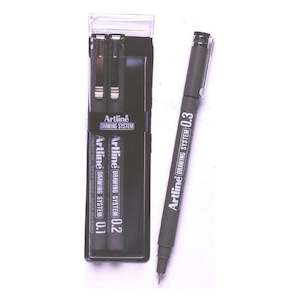 Artline 230 drawing system pen 3 nib sizes black wallet 3