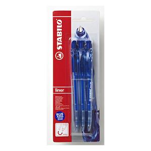 Stabilo liner ballpoint pen blue card 3