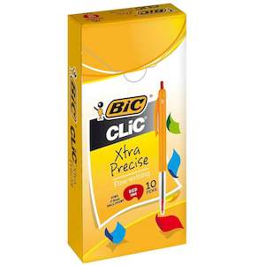 Bic Clic Xtra Precise Fine Ballpoint Pen Red Box 10