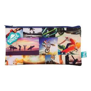 School Bags Cases: CLEARANCE Spencil Sports Collage Rectangle Pencil Case 300 X 170mm