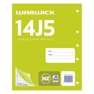 Warwick Refill 14J5 Loose Leaf 40 Leaf 5mm Quad 255x205mm