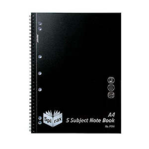 Spirax p596 pp 5 subject notebook a4 250 page black s/o