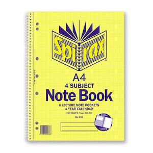 Spirax 606 4 subject notebook a4 320 page