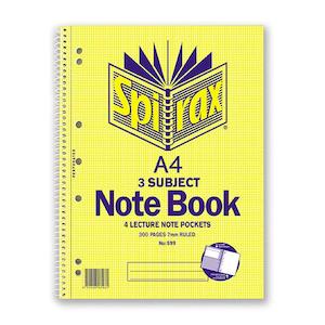 Exercise Books Covers: Spirax 599 3 subject notebook a4 300 page