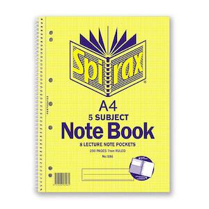 Spirax 596 5 subject notebook a4 250 page