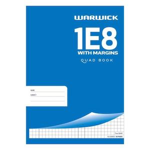 Warwick Exercise Book 1E8 7mm Quad With Margin 32 Leaf A4