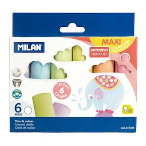 Drawing Instruments: Milan Non Dust Maxi Chalk Pack 6