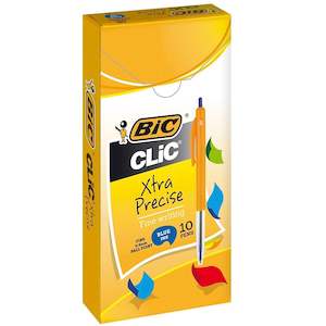 Bic Clic Xtra Precise Fine Ballpoint Pen Blue Box 10