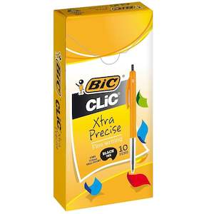 Bic Clic Xtra Precise Fine Ballpoint Pen Black Box 10