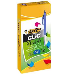 Bic Clic Xtra Life Medium Ballpoint Pen Blue Box 10