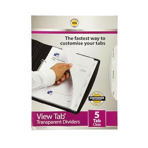 Marbig professional indices & dividers 5 tab pp a4 clear