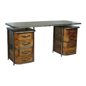 Desks: Rembrandt French Art Deco Desk - Rustic FF9003