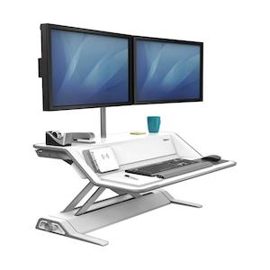 Desks: Fellowes Lotus DX Sit Stand Workstation White