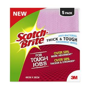 Scotch-Brite Anti-Bacterial Thick and Tough Absorbent Wipe Pkt/5