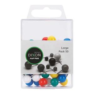 Binders Clips Pins: Dixon Map Pins Large Assorted Colour Pack 50