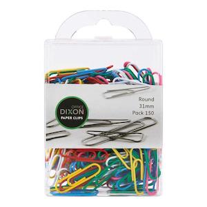 Binders Clips Pins: Dixon Paper Clips 31mm Round Coloured Pack 150