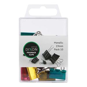 Binders Clips Pins: Dixon Foldback Clips Metallic 19mm Pack 10