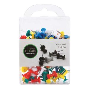 Dixon Push Pins Pack 50 Assorted Colour