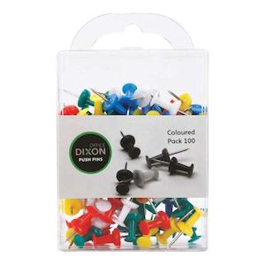 Dixon Push Pins Pack 100 Assorted Colour