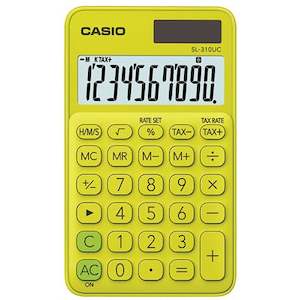 Casio SL310UCYG Hand Held 10 Digit Calculator Yellow/Green