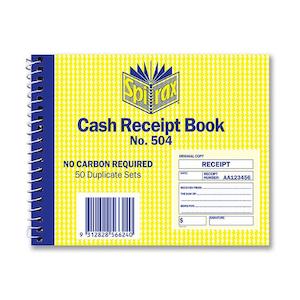 Spirax 504 cash receipt book 102x127mm