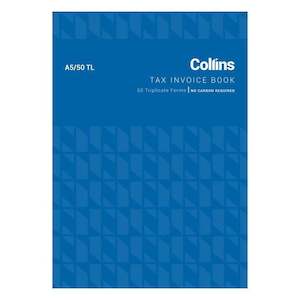 Collins Tax Invoice A5/50tl No Carbon Required