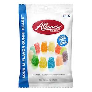 Albanese World's Best Sour 12 Flavor Gummi Bears 7oz (Blue)