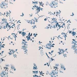 Cotton: Birds and Roses Blue Cath Kidston