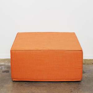 Ted Ottoman in Tangerine Grid Wool