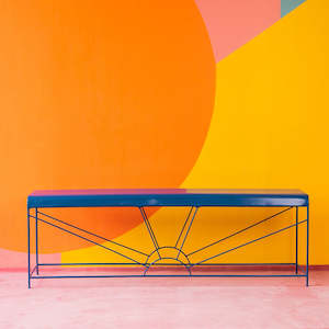 Furniture: Sitting Pretty Sunrise Bench Electric Blue