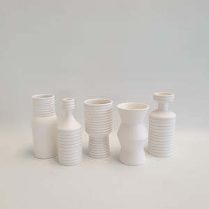 Matt White Grooved Vessels, 2022