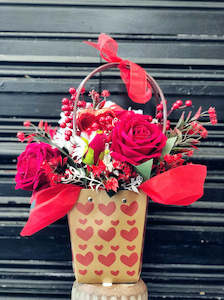 Florist: Dried & Faux - Silk Red Roses Bag