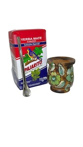 Pajarito Special Selection & Wooden Cup Maté Set