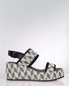 Summer Wedge Platform: Minx Chevy Black Leather Platform Sandal