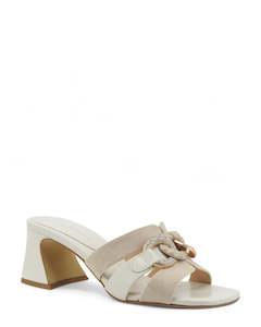 Cafe Noir LC5927 Suede & Nappa Cream Leather Heel Slide