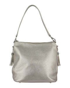 Premio Harper Silver Leather Shoulder Bag