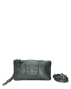 Kompanero Jonah Green Leather Crossbody/Clutch Bag