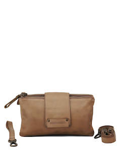 Kompanero Jonah Stone Grey Leather Crossbody/Clutch Bag