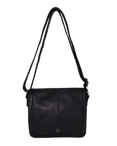 Kompanero Harlen Black Leather Shoulder/Crossbody Bag