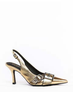 Hael & Jax DaVinici Gold Leather Slingback Shoe