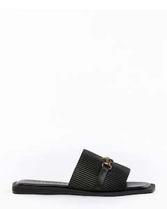 Hael & Jax Frida Black Leather Flatform Slide