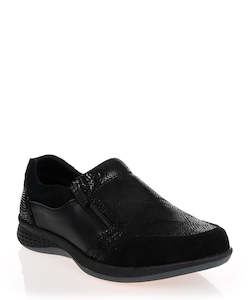 Winter: Just Bee Cedana Black Leather Wide Fit Shoe