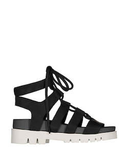 Minx Vivid Black Leather Summer Sandal