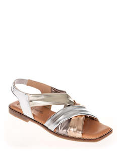 X Bonita J32302 Multi Metalic Leather Flat Sandal