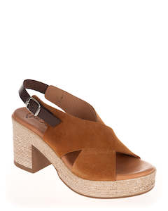 X Bonita 4314 Tan Combo Leather Heel Sandal