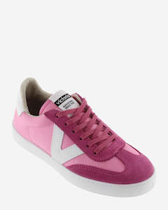 Low Back Sneakers: Victoria 1126193 Berlin Split Leather & Nylon Fucsia Sneaker